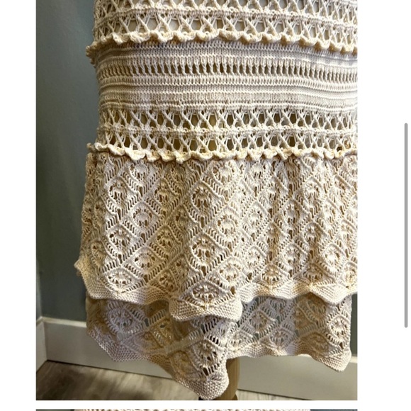 Moda International Cream Crochet Halter Dress with Lining XL - Picture 3 of 5